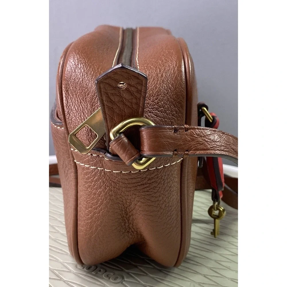 J CREW Women's Signet Crossbody Purse Chestnut‎ Brown Italian leather Bag 6x8x3